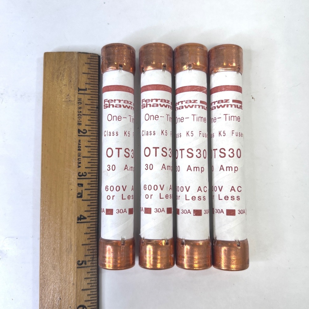 4 Pack Ferraz Shawmut OTS30 30 Amp 600V One-Time Class K5 Fuses New Old Stock